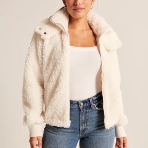 A&F Pink Teddy Jacket Size Medium